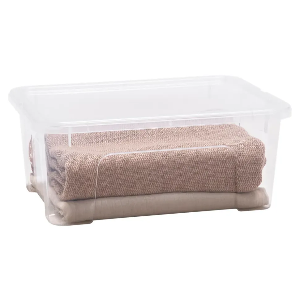 Boîte de rangement en plastique transparent 10L avec couvercle, GoodHome Kaze