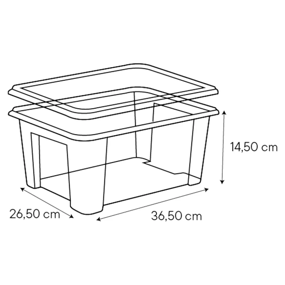 Boîte de rangement en plastique transparent 10L avec couvercle, GoodHome Kaze