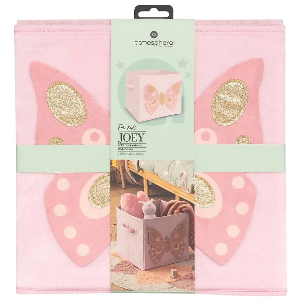Boîte de rangement enfant papillon Joey rose 29x29cm - Atmosphera