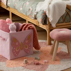 Boîte de rangement enfant papillon Joey rose 29x29cm - Atmosphera