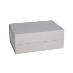 Boîte de rangement gris en carton H15x33x25cm