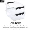 Boîte de rangement 3,5L empilable SmartStore Classic 4 Orthex P. 38 cm transparent avec 4 compartiments