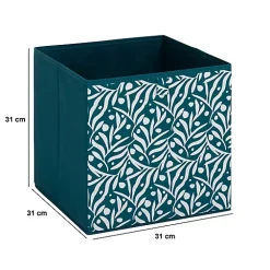 Boîte de rangement Mix 'n' Modul motif olivia bleu 31x31cm - Pétrole- 5five