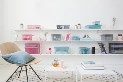 Boîte de rangement plastique 31L empilable SmartStore Colour 50 cm rose transparent