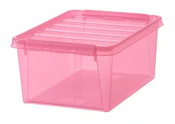 Boîte de rangement plastique 14L empilable SmartStore Colour 40 cm rose transparent
