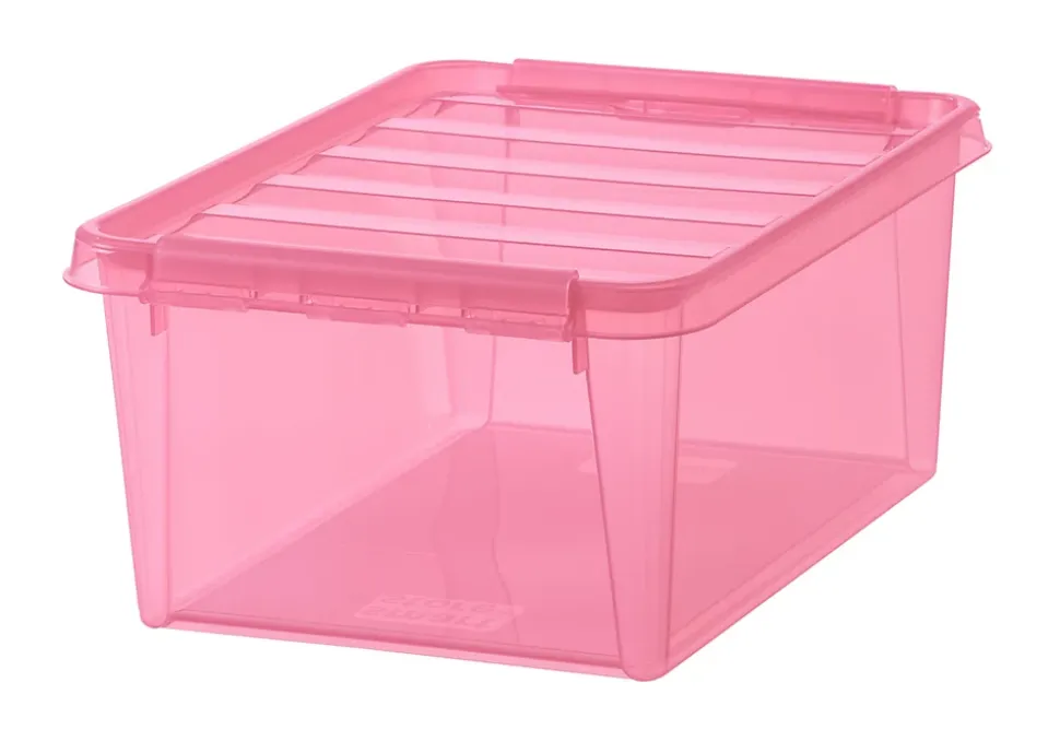 Boîte de rangement plastique 14L empilable SmartStore Colour 40 cm rose transparent