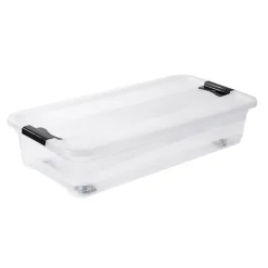 Boîte de rangement plate à roulettes 33 litres