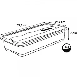Boîte de rangement plate noire résistante 33 litres - Rouge