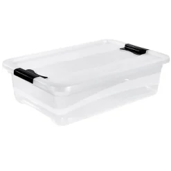 Boîte de rangement plate transparente 28 litres - Blanc