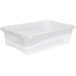 Boîte de rangement plate transparente 28 litres - Blanc
