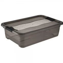 Boîte de rangement plate transparente 28 litres - Gris