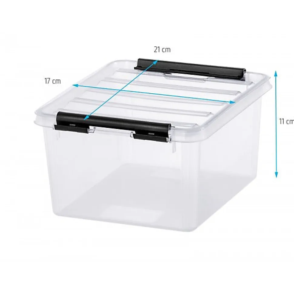Boîte de rangement transparente avec couvercle 2 litres - Clips Blancs