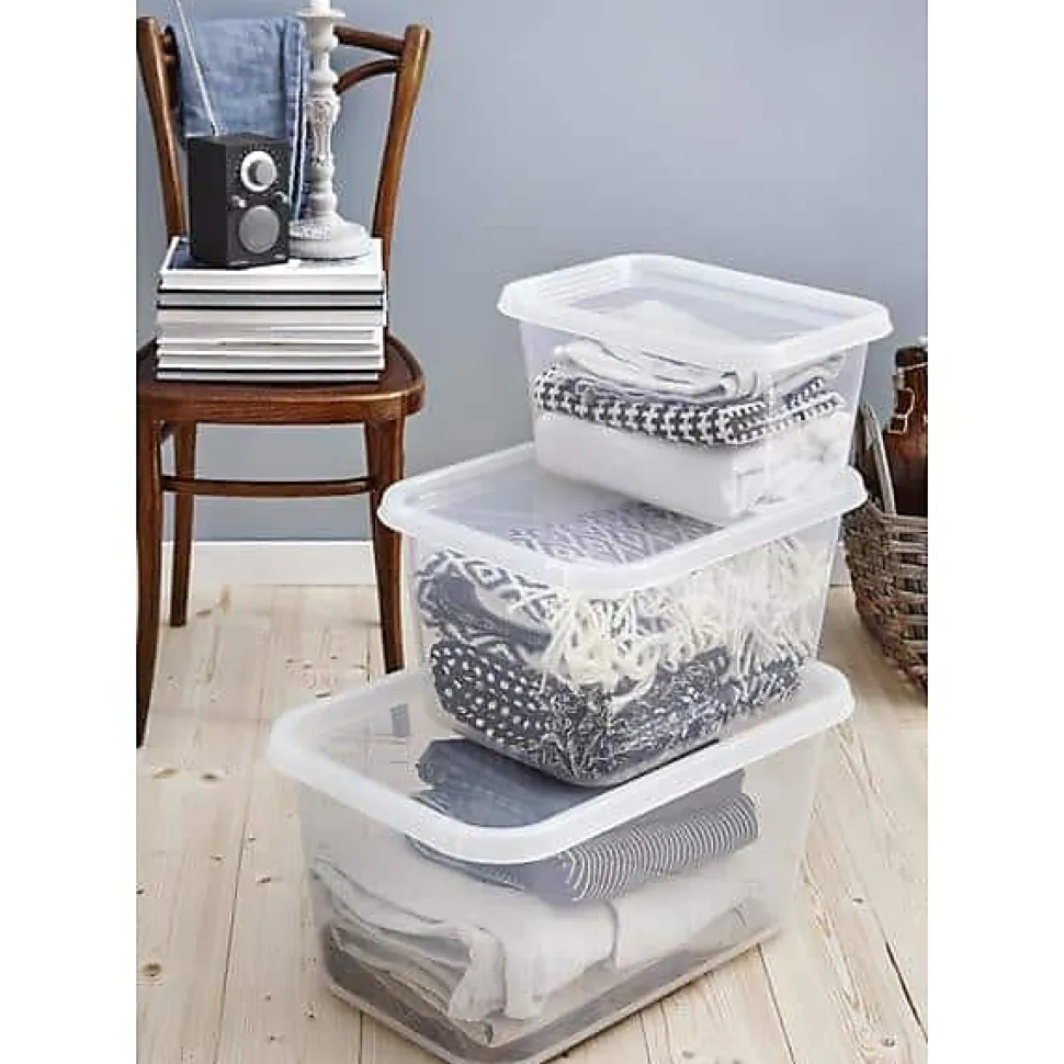 Boîte de rangement transparente avec couvercle 44 litres Basic L