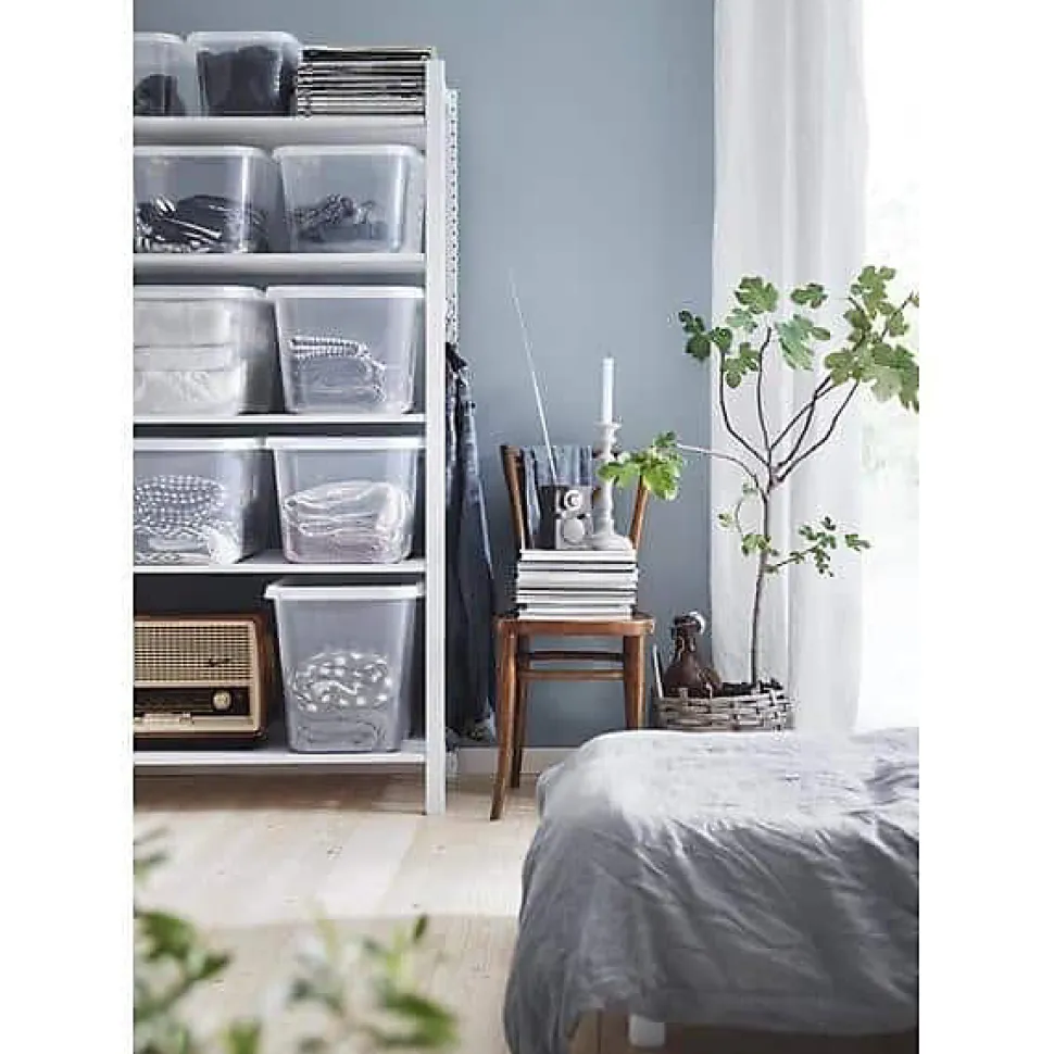 Boîte de rangement transparente avec couvercle 44 litres Basic L