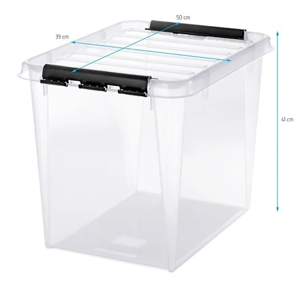 Boîte de rangement transparente 52 litres - Clips Blancs