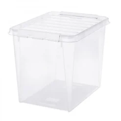 Boîte de rangement transparente 52 litres - Clips Blancs
