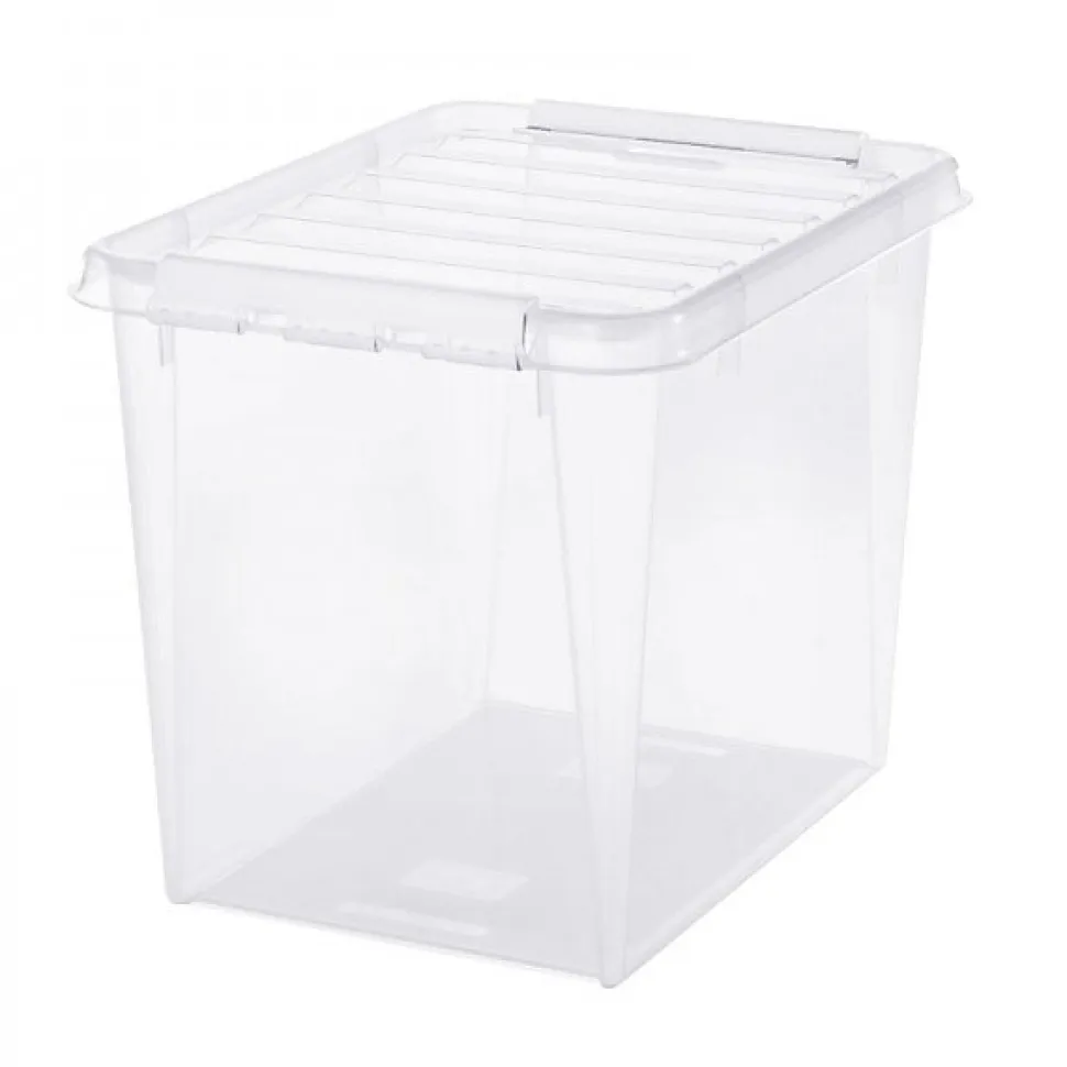 Boîte de rangement transparente 52 litres - Clips Blancs