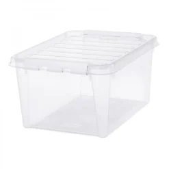 Boîte de rangement transparente avec couvercle 32 litres - Clips Blancs