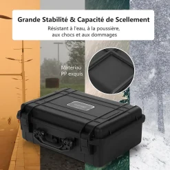 Boîte de Sécurité 47 x 37 x 18 cm, Cassette de Sécurité avec 3 éponges, Boîtier en PP, Poignée, Boîte à documents, Noir