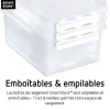 Boîte empilable 21 litres avec couvercle - Clips Blancs