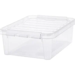 Boîte empilable 21 litres avec couvercle - Clips Blancs