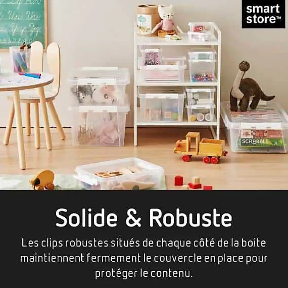 Boîte en plastique avec couvercle clipsable 8 litres - Clips Blancs
