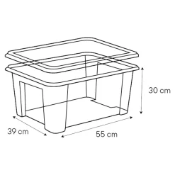 Boîte en plastique 45 L Kaze transparent