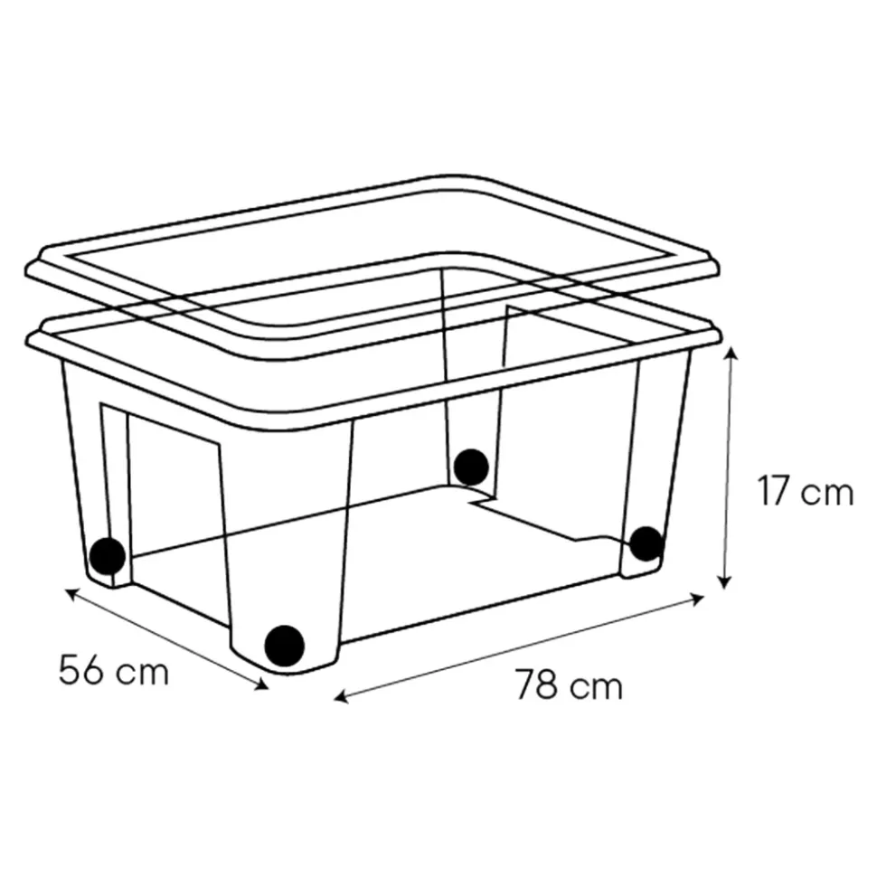 Boîte en plastique 50 L l.56 x H.17 x P.78 cm Kaze transparent