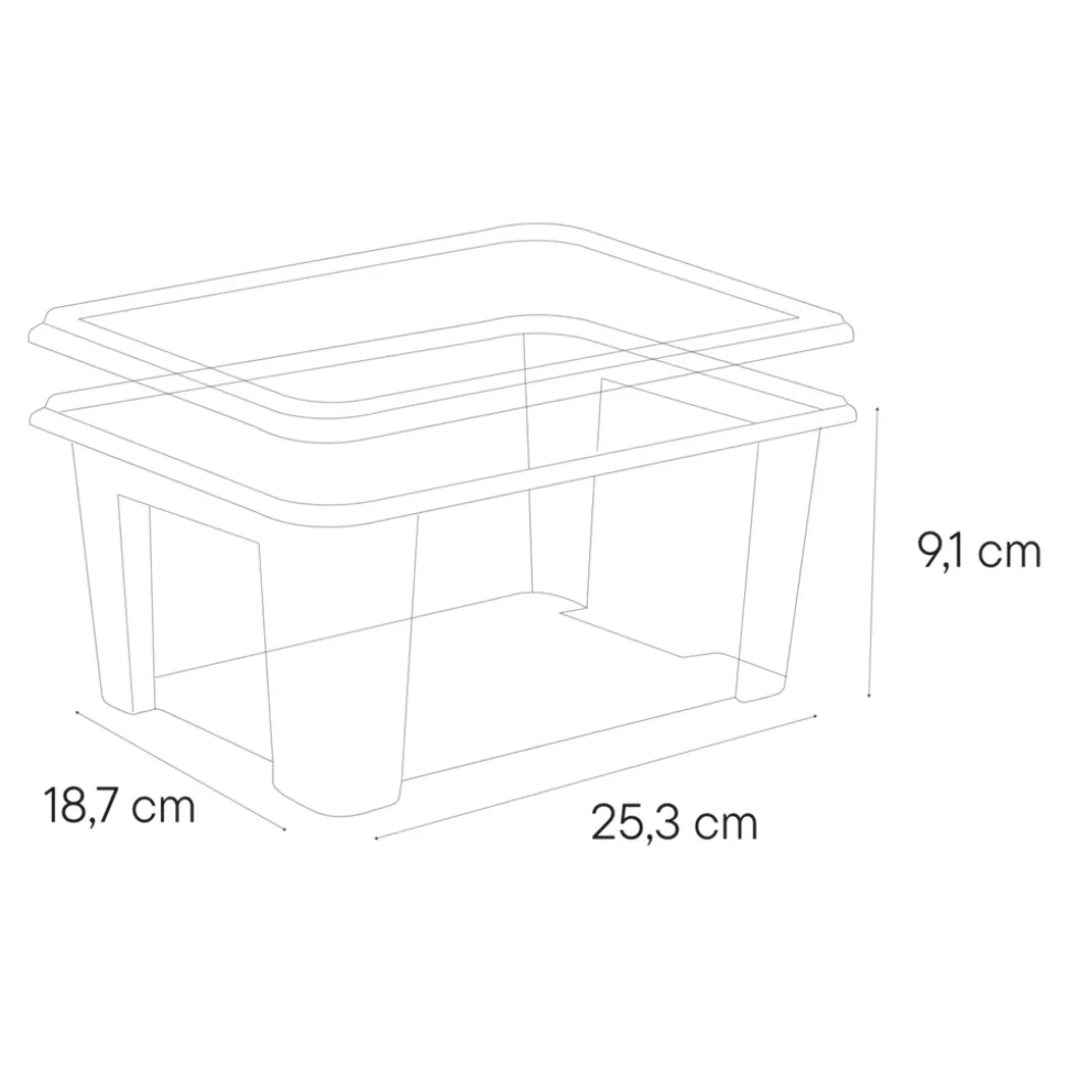 Boîte en plastique transparent 3 L, l.18,7 L.25,3 x H.9,1 cm Kaze