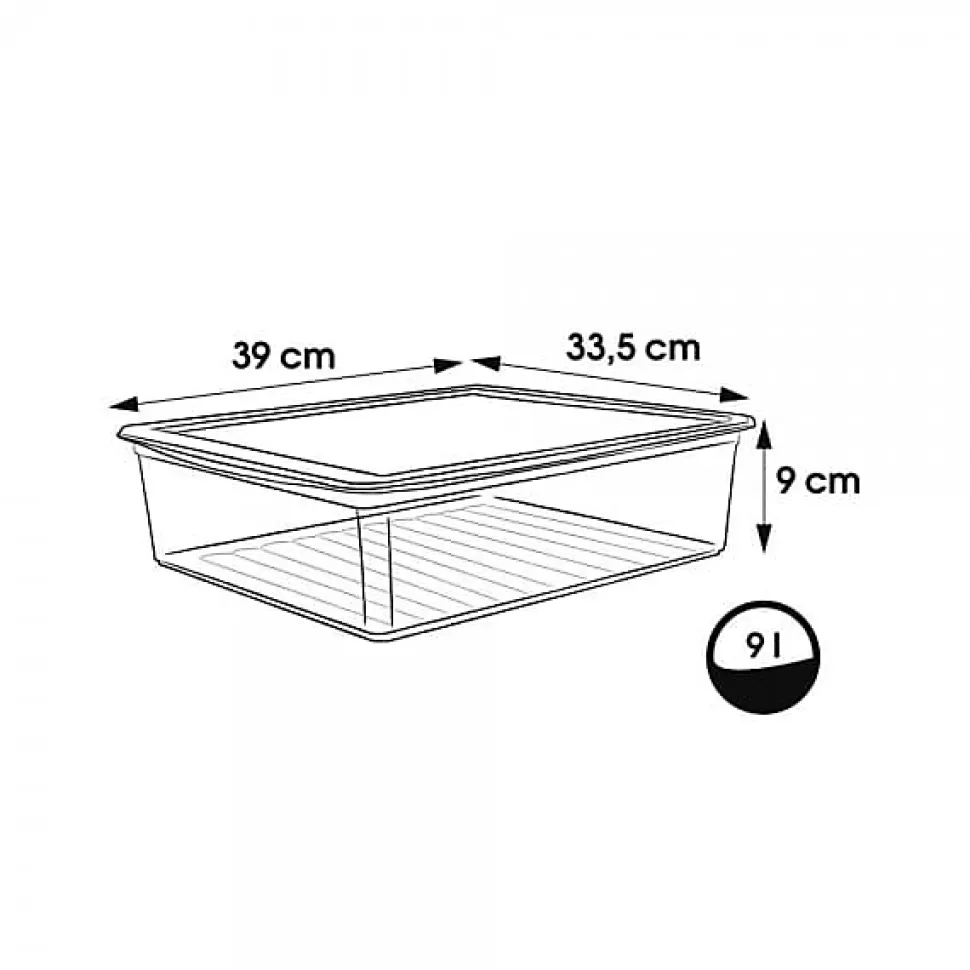 Boîte transparente plate 9 litres anti poussière