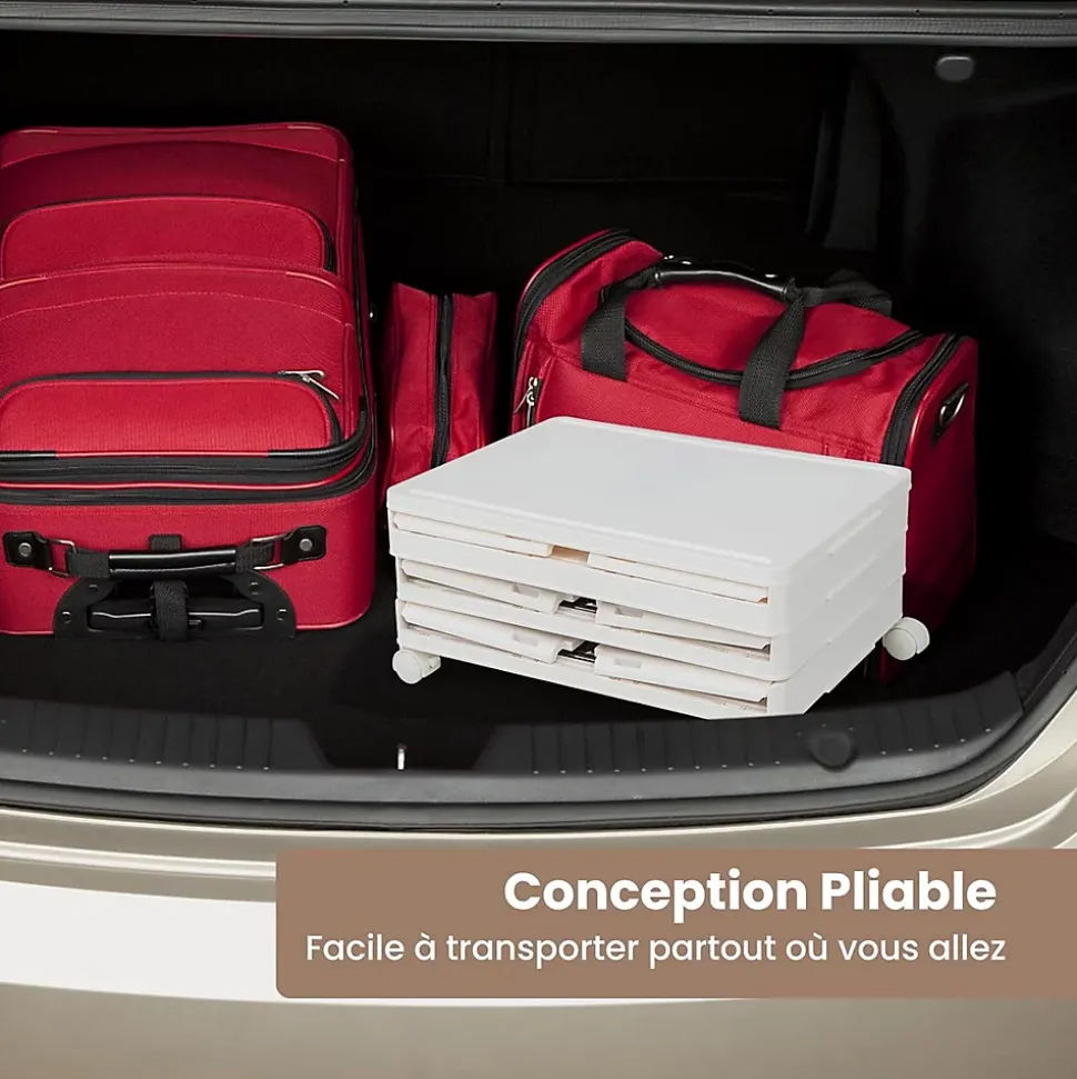Boîtes de Rangement Empilables Mobile Lot de 3 Bacs avec Couvercle Portes Magnétiques Double Ouverture