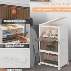 Boîtes de Rangement Empilables Mobile Lot de 3 Bacs avec Couvercle Portes Magnétiques Double Ouverture