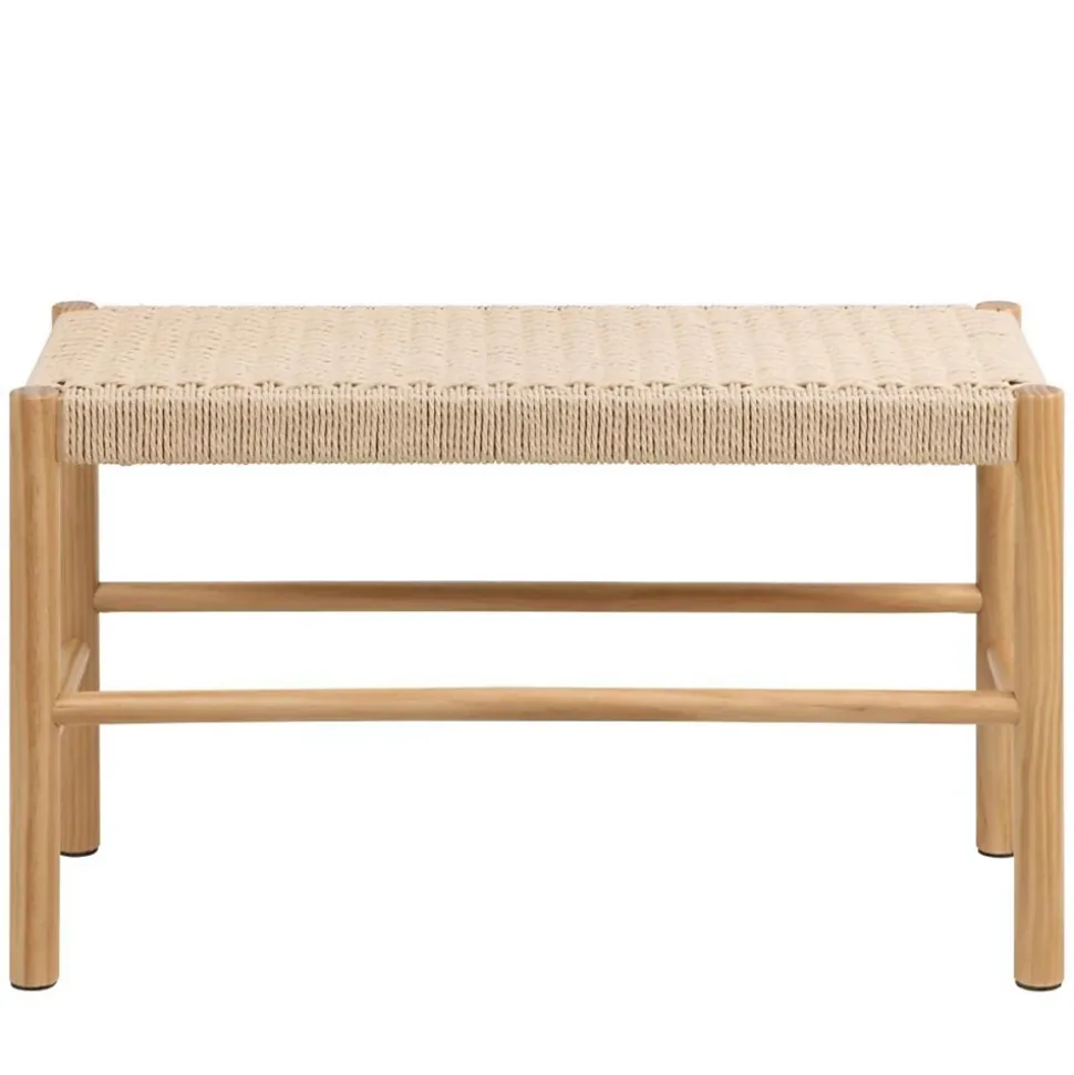 Bout de lit en bois et assise tressée L80 - THEO