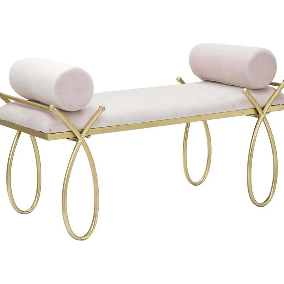 Bout de lit en métal et tissu Rosa 112.5x49x53 cm