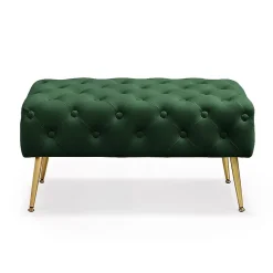 Bout de lit en velours capitonné 80 cm MADRID Vert Bouteille