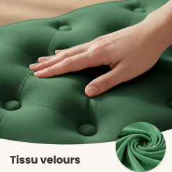 Bout de lit en velours capitonné 80 cm MADRID Vert Bouteille