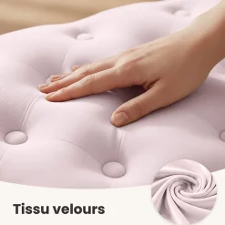 Bout de lit en velours capitonné 80 cm MADRID Rose Poudré