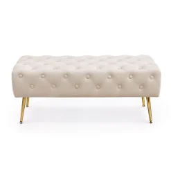 Bout de lit en velours capitonné MONACO 100 cm Beige