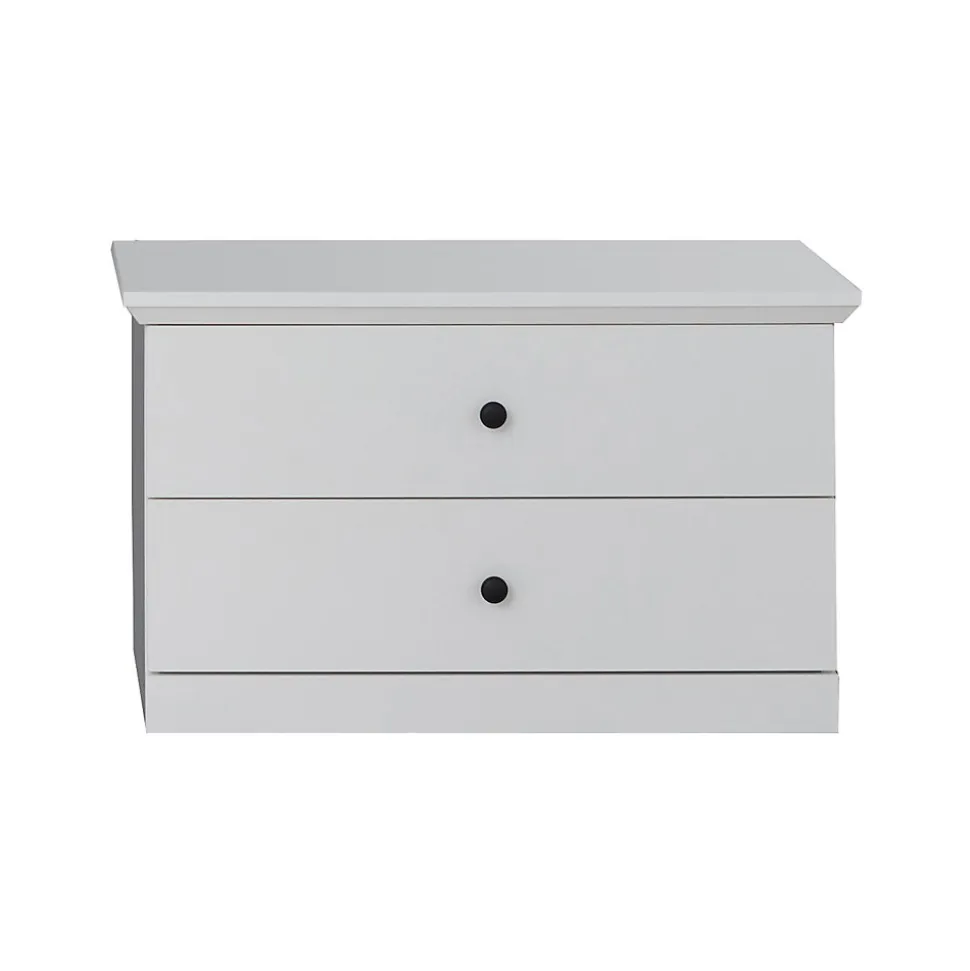 BRANDSTONE BAXTER - Meuble chambre. Commode 2 tiroirs mélaminé blanc. L - H - P : 81 /49 / 41 cm.