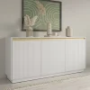 Buffet : 3 Portes, 6 Étagères, Blanc Mat, 153,4 Cm X 71,6 Cm X 39 Cm