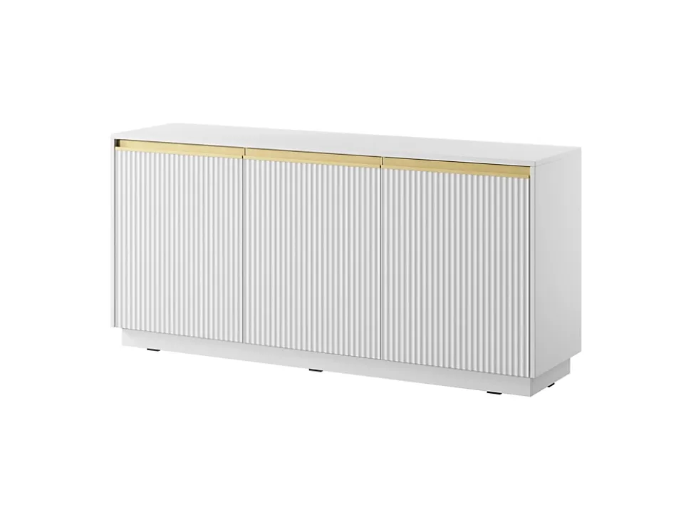 Buffet : 3 Portes, 6 Étagères, Blanc Mat, 153,4 Cm X 71,6 Cm X 39 Cm