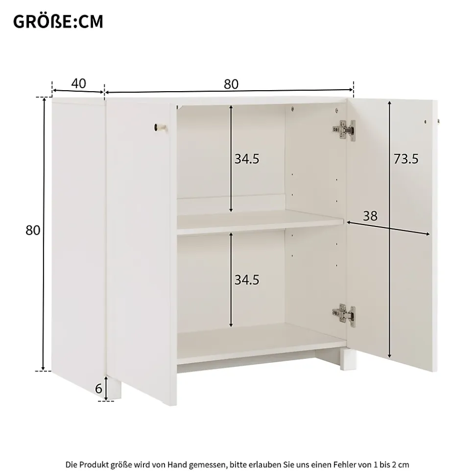 Buffet - Bahut Moderne avec 2 Portes et Tiroirs, Meuble de Rangement Vertical pour Salon, Cuisine ou entrée - Crème - 80x40x80 cm