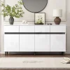 Buffet - Buffet de Cuisine Bar avec 4 Tiroirs et 2 Portes, Étagères Réglables, Spanplatte, Blanc, 160x40x68 cm