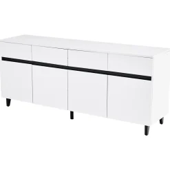 Buffet - Buffet de Cuisine Bar avec 4 Tiroirs et 2 Portes, Étagères Réglables, Spanplatte, Blanc, 160x40x68 cm