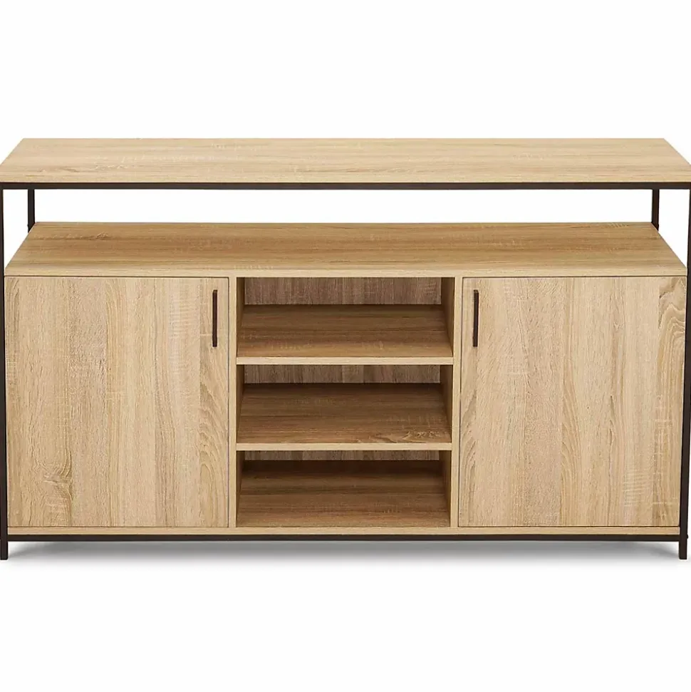 Buffet 140 cm DETROIT 2 portes et 3 étagères design industriel