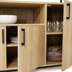 Buffet 140 cm DETROIT 4 portes avec niche design industriel