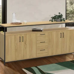 Buffet 180 cm DETROIT XXL 4 portes et tiroirs design industriel
