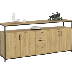 Buffet 180 cm DETROIT XXL 4 portes et tiroirs design industriel