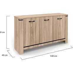 Buffet 140 cm IDAHO 3 portes design contemporain