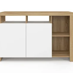 Buffet 110 cm MALO bois et portes blanches